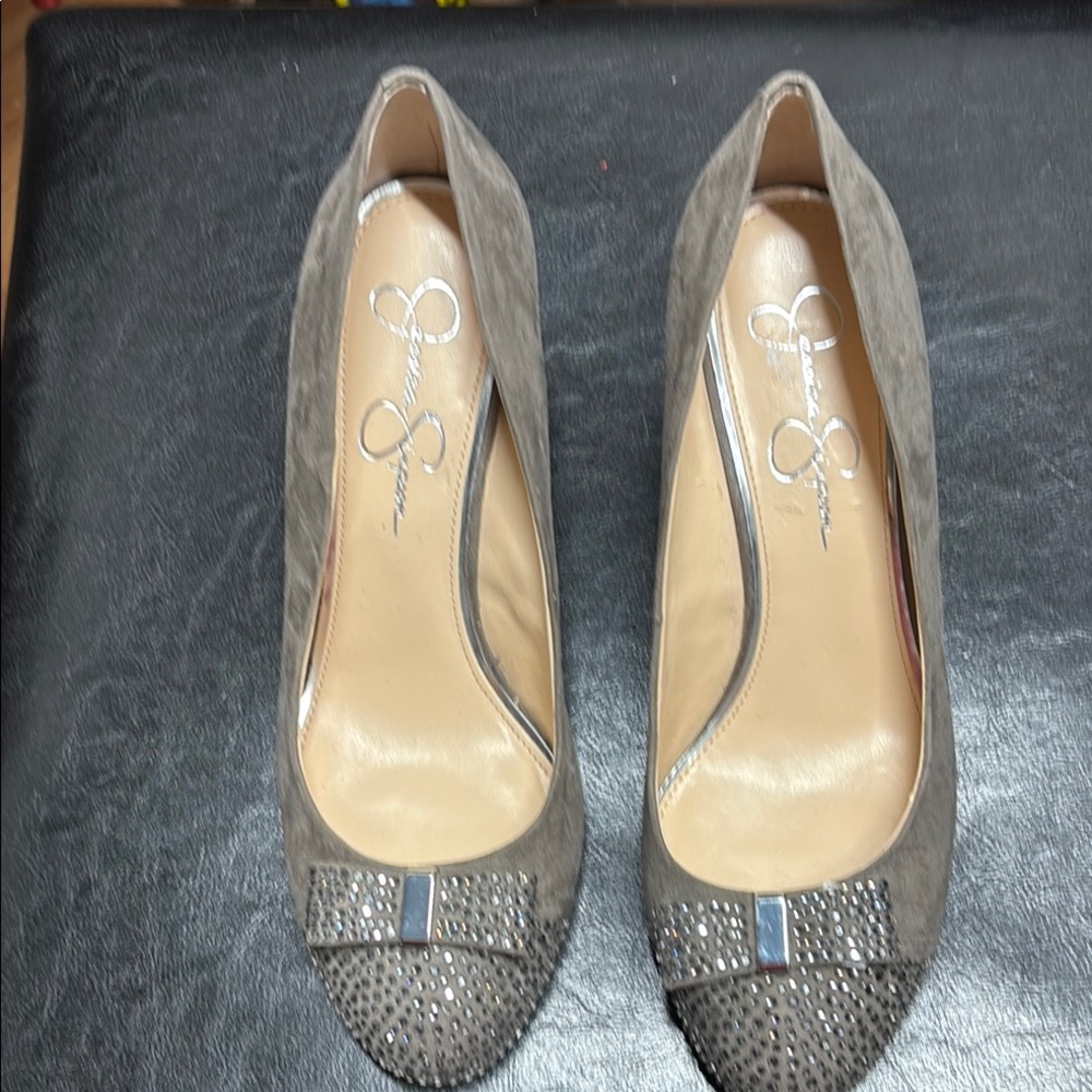 Jessica Simpson Gray Wedge Heels with Shimmery Finish
